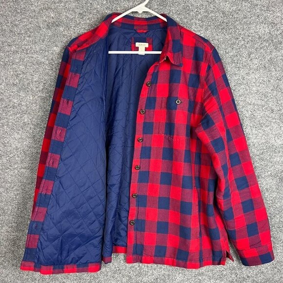 L.L Bean Primaloft Plaid Quilt Lined Long Sleeve Button Down Shirt‎ Size L - Picture 2 of 10